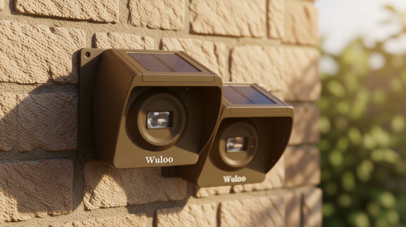 Solar Driveway Alarm Wireless Outside 1800ft Range, Outdoor Motion Sensor & Detector Driveway Alert System with Rechargeable Battery/Weatherproof/Mute Mode(1&2-Brown)