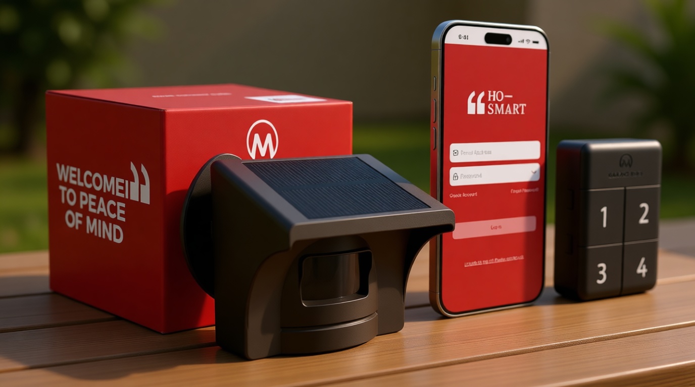 eMACROS Pro 4 Smart Solar Driveway Alarm (2.4G Wi-Fi Only) - App Push Notifications, 1/2 Mile Wireless Range Motion Sensor & Rechargeable Base Station with 3-Day Backup (No Camera)