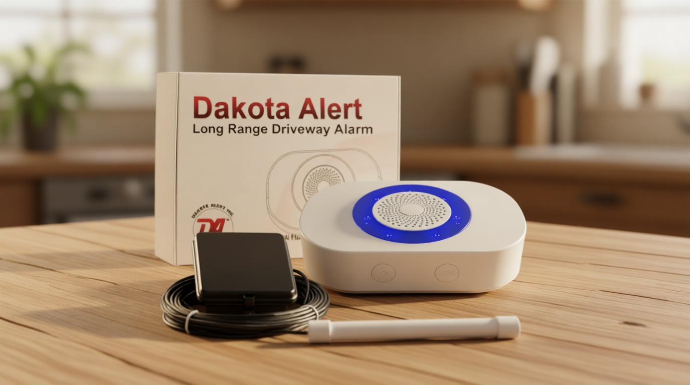 Dakota Alert Driveway Alarm Sensor - DCPA-4k Plus Driveway Alarms Wireless Outside Weatherproof Alert System, 1-Mile-Long Range Sensors, Receiver & Vehicle Detecting Probe Transmitter & 50' Wire