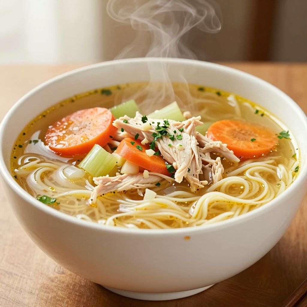 Bowl of chicken noodle soup
