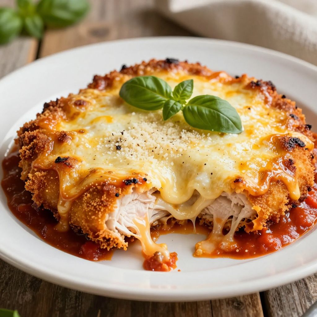 Chicken Parmesan served on plate