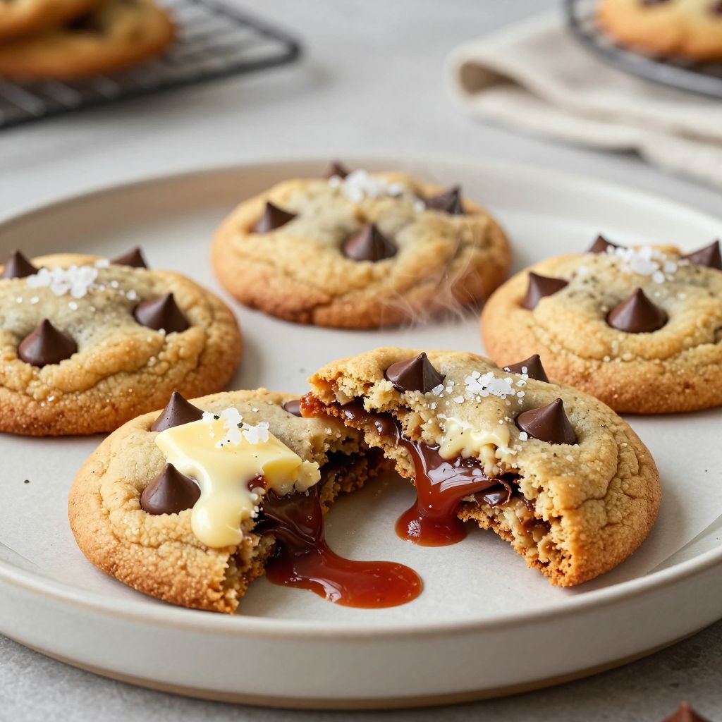 Freshly baked chocolate chip cookies