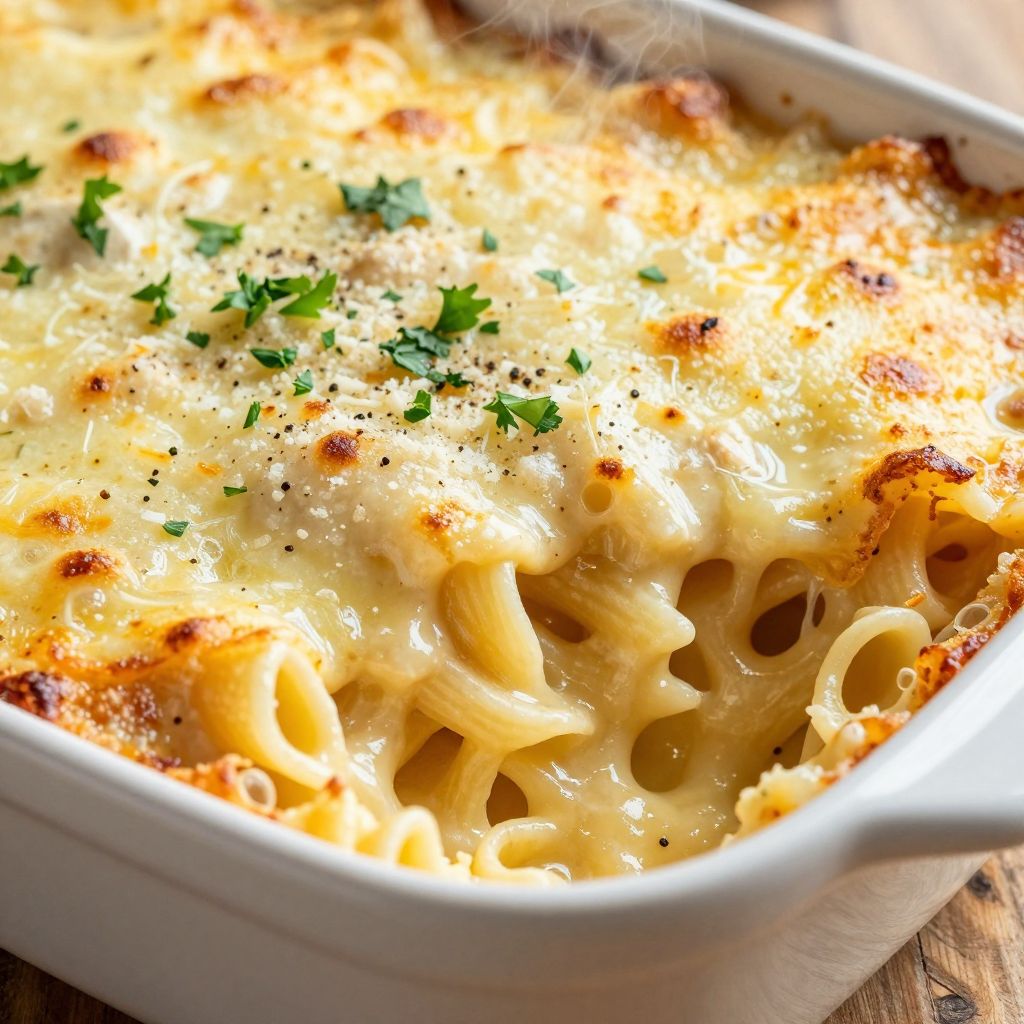Chicken Alfredo Pasta Bake Step by Step
