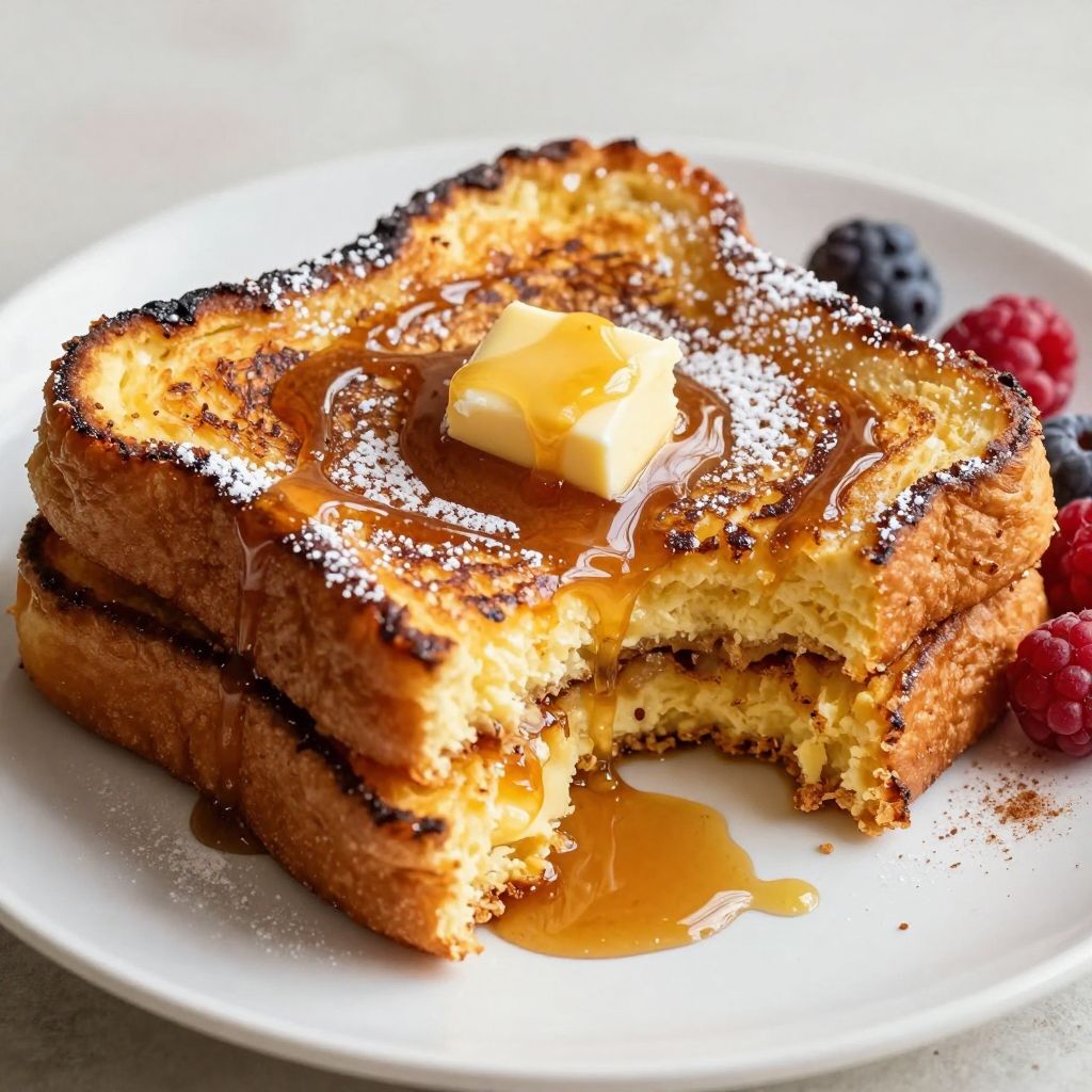 Finished French toast with toppings