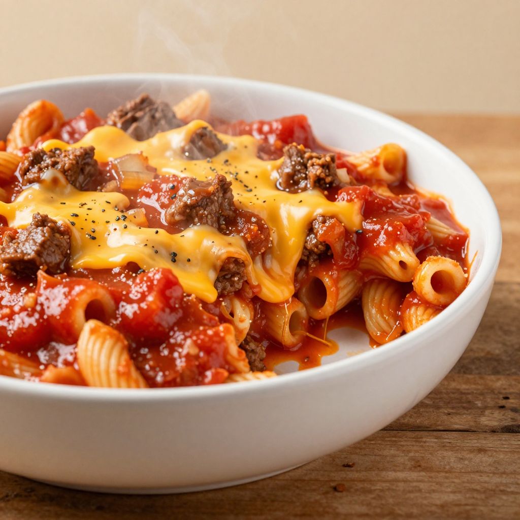 Finished goulash in bowl