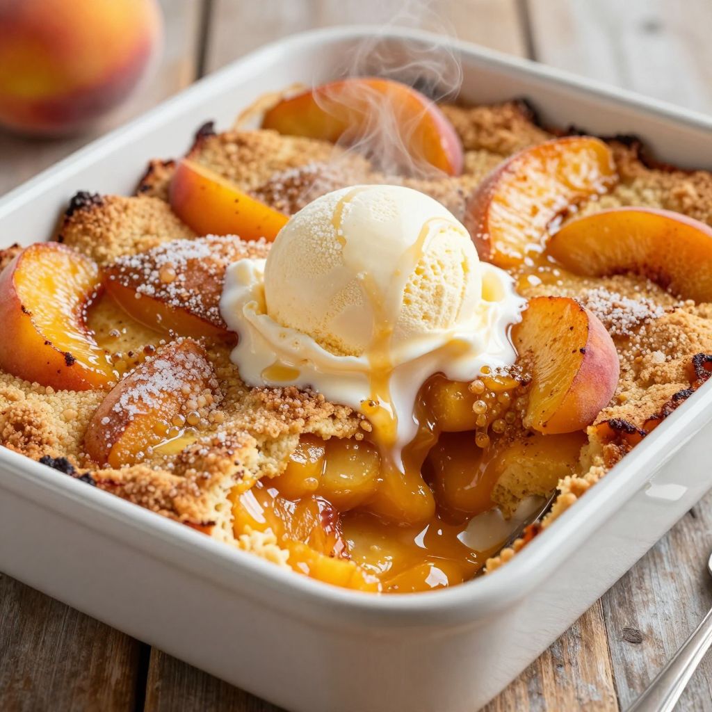 Peach Cobbler In Dish