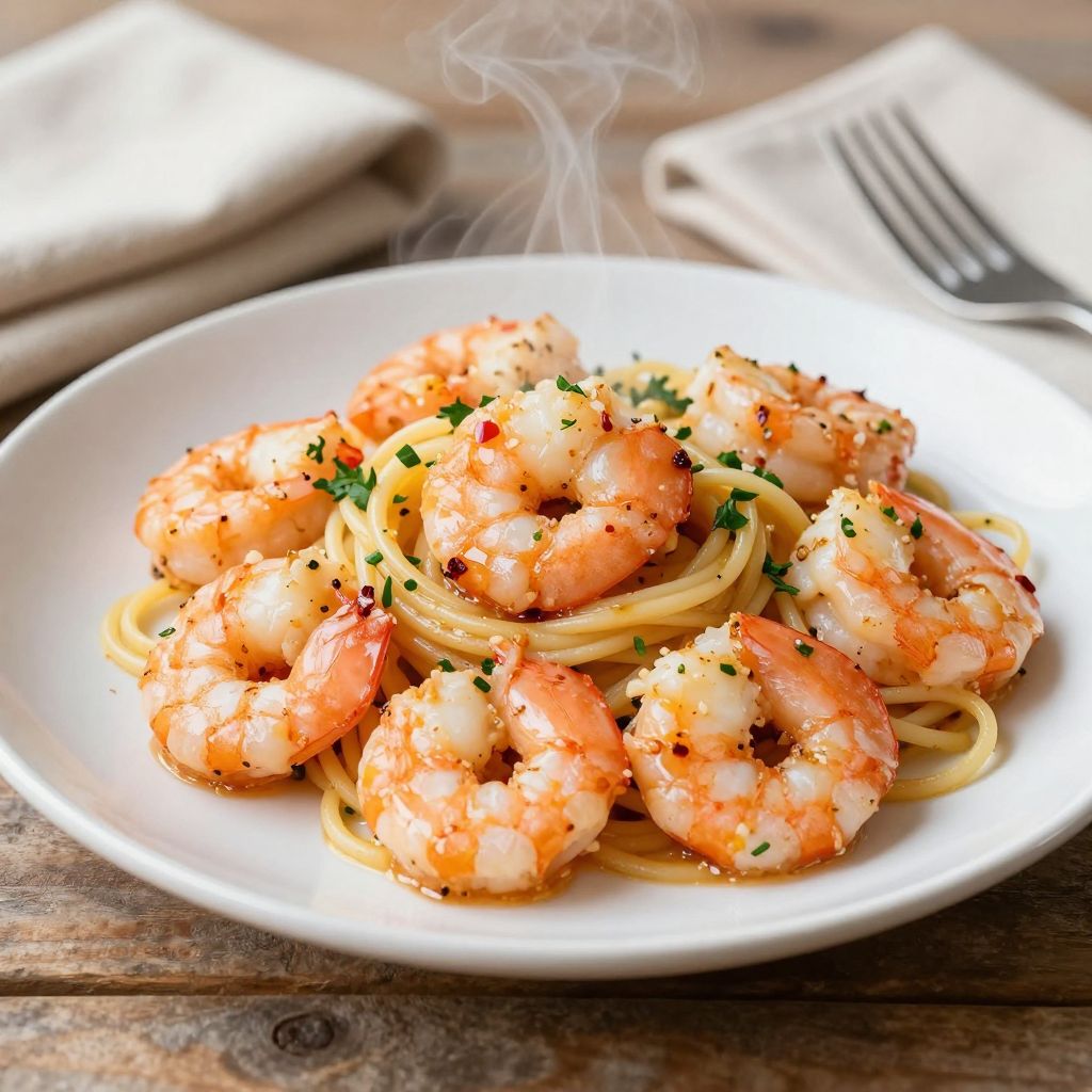Serving Shrimp Scampi