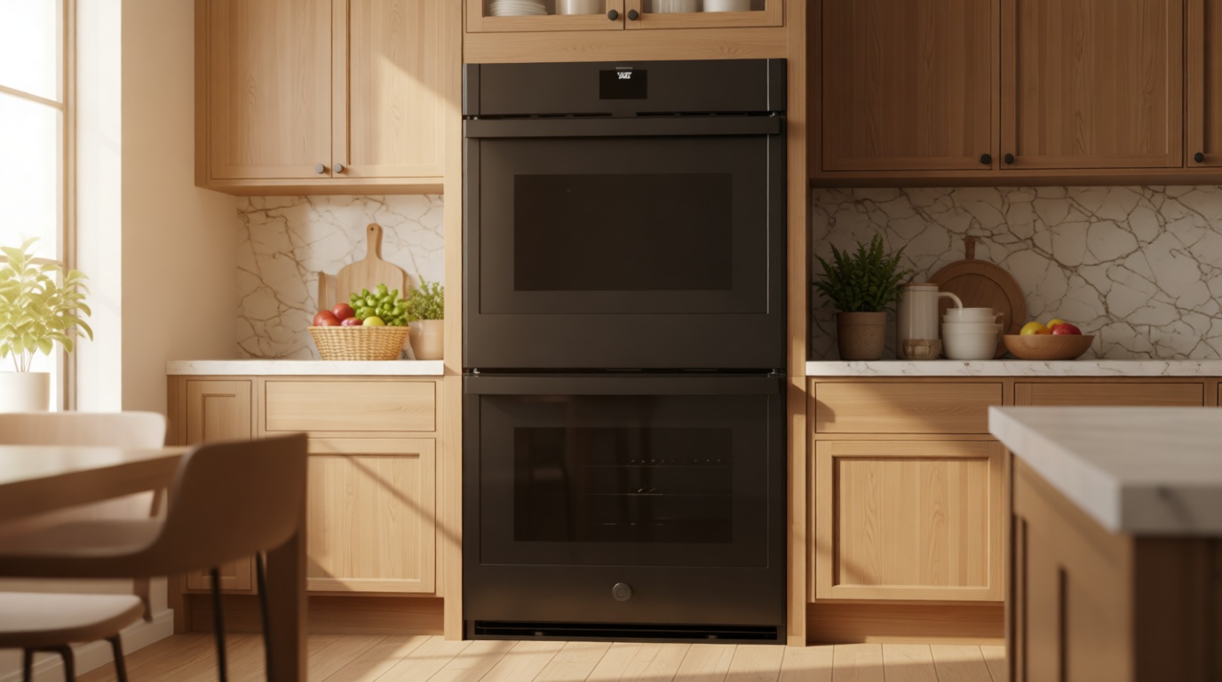 GE JKD5000DNBB 27 Built-in Convection Double Wall Oven with WiFi Connect Self-Clean and Steam Clean Option in Black