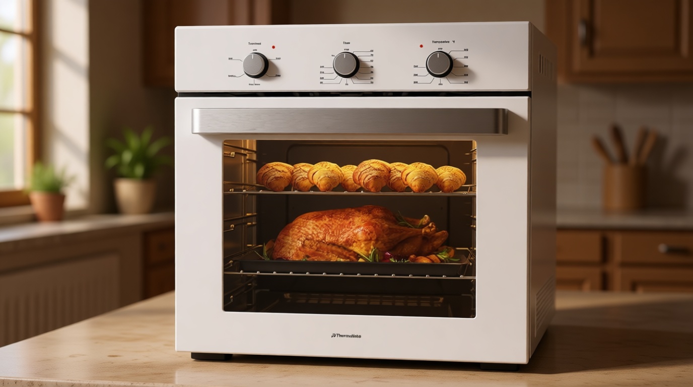 24 Single Wall Oven, ThermoMate 2.8 Cu.ft. Electric Wall Oven with 5 Cooking Functions, White Built-in Ovens with Mechanical Knobs Control, ETL Certified