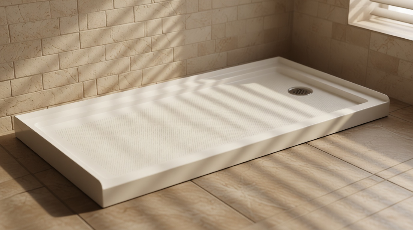 60"x 32" Shower Base, Right Drain Single Threshold Shower Pan with Slip Resistant Textured Surface, Stainless Steel Drain Cover（Right）