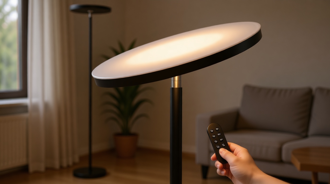 JOOFO LED Floor Lamp – Super Bright Torchiere with Remote & Foot Switch, Stepless Dimmable Tall Standing Lamp, 69" Modern Pole Light for Corner, Living Room, Bedroom, Reading, Office