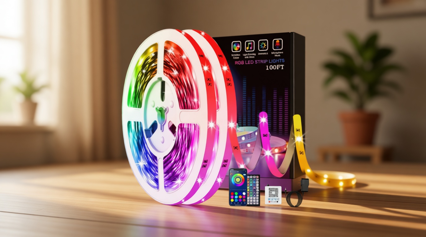 Tenmiro Led Lights for Bedroom 100ft (2 Rolls of 50ft) Music Sync Color Changing Strip Lights with Remote and App Control RGB Strip, for Room Home Party Decoration