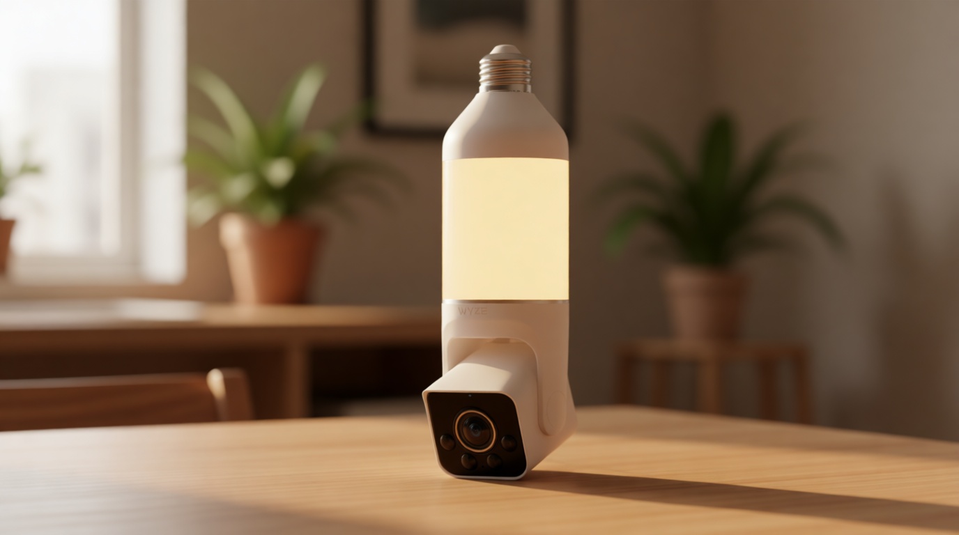 WYZE Bulb Cam Security Camera, 2K HD Outdoor Light Bulb Camera, Color Night Vision, Dimmable LED Bulb, Motion Detection, Siren Alarm, Works w/Alexa/Google Assistant. Free Expert Support