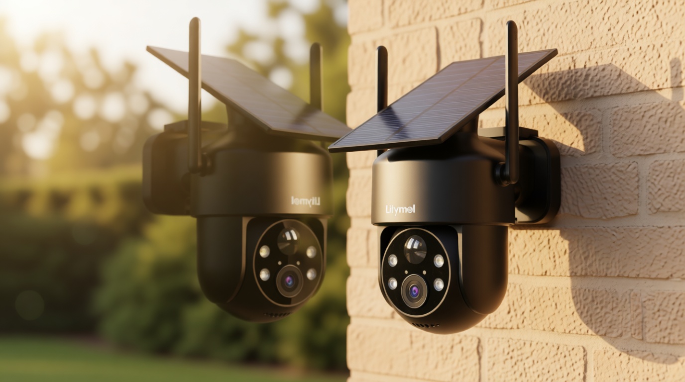 LITYMOL 2K 2.4g WiFi Security Cameras Wireless Outdoor, 360° View Solar Cameras for Home Security, Color Night Vision, AI Detection, 2-Way Audio, Spotlight Siren Alarm, SD/Cloud Storage