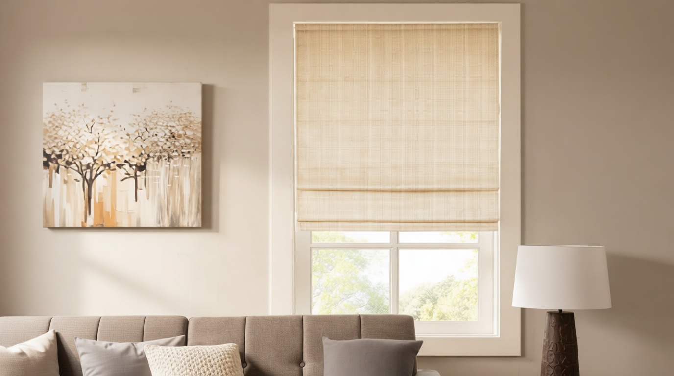 Madison Park Galen Cordless Roman Shade, 34"W x 64"H, Sheen Ivory – Room Darkening, Thermal Insulated, Energy Efficient Window Blind with Subtle Sheen Basketweave Fabric for Privacy OEKO-TEX STANDARD 100