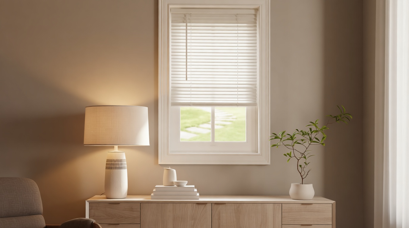 Cordless Light Filtering Mini Blind - 35 Inch Width, 64 Inch Length, 1" Slat Size - Pearl White - Cordless GII Morningstar Horizontal Windows Blinds for Interior by Achim Home Decor