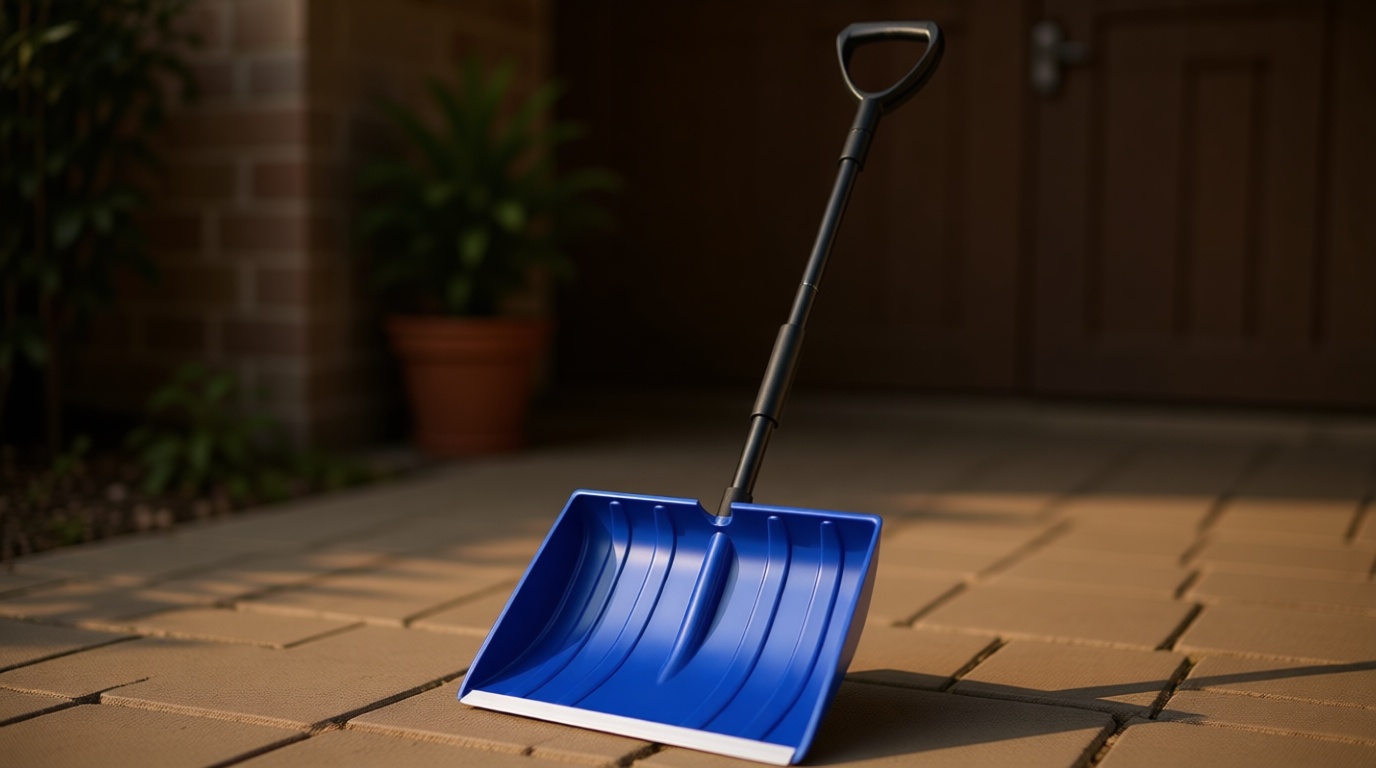 Yocada Snow Shovel for Driveway Home Garage Snow Removal 55 inch Long with D-Grip Handle Aluminum Strip Large Capacity Shovel for Garden Car Camping Outdoor