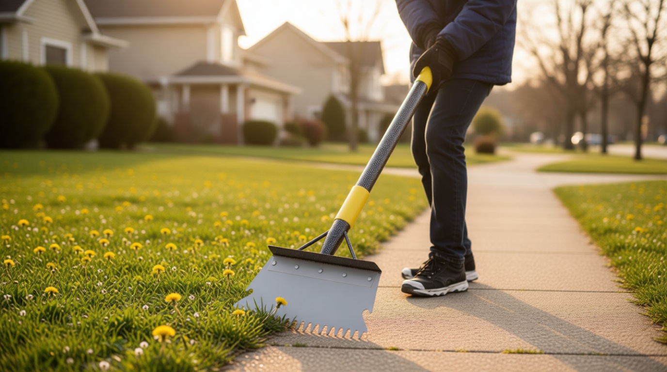 Floor Scraper Long Handle - Weed Scraper Tool,Multifunctional Garden Cleaning Flat Shovel,Heavy Duty Metal Sharp Blade for Lawn Edging,Sidewalk Weeding,Driveway Steps Snow Shovel Ice Removal 60"