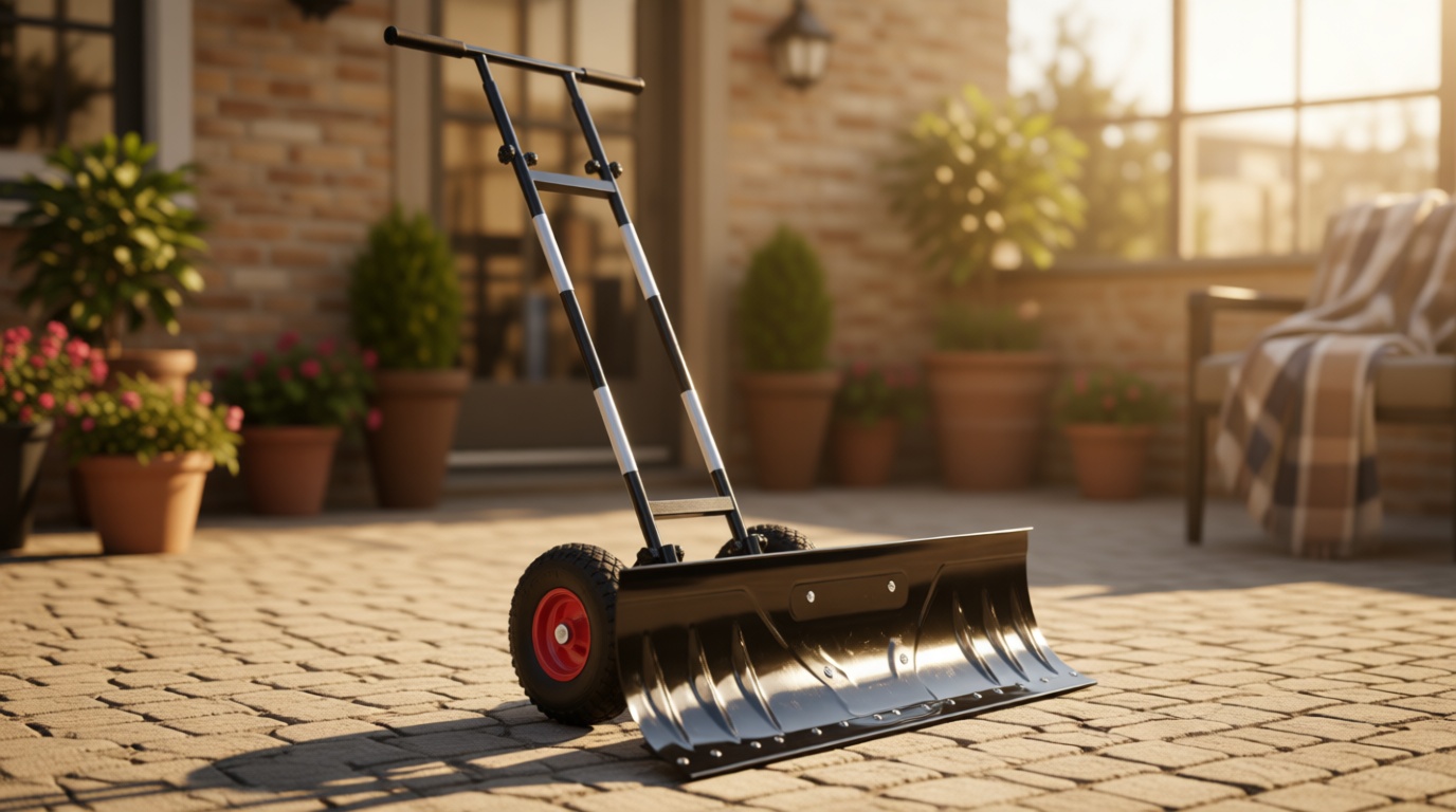 Best Choice Products 36in Galvanized Blade Heavy-Duty 2-Wheel Snow Pusher Hand Plow for Snow Removal w/Wheels, Adjustable Handle, Blade Angle - Black