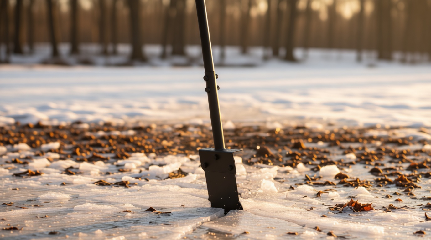 Colwelt Metal Snow Shovel 58’’, Heavy Duty Ice Scraper for Driveway, Snow Ice Chopper Shoveling Tool with Thickened Blade, Ice Shovel for Sidewalk Ice Removal, Flat Shovel Floor Cleaning Scraper